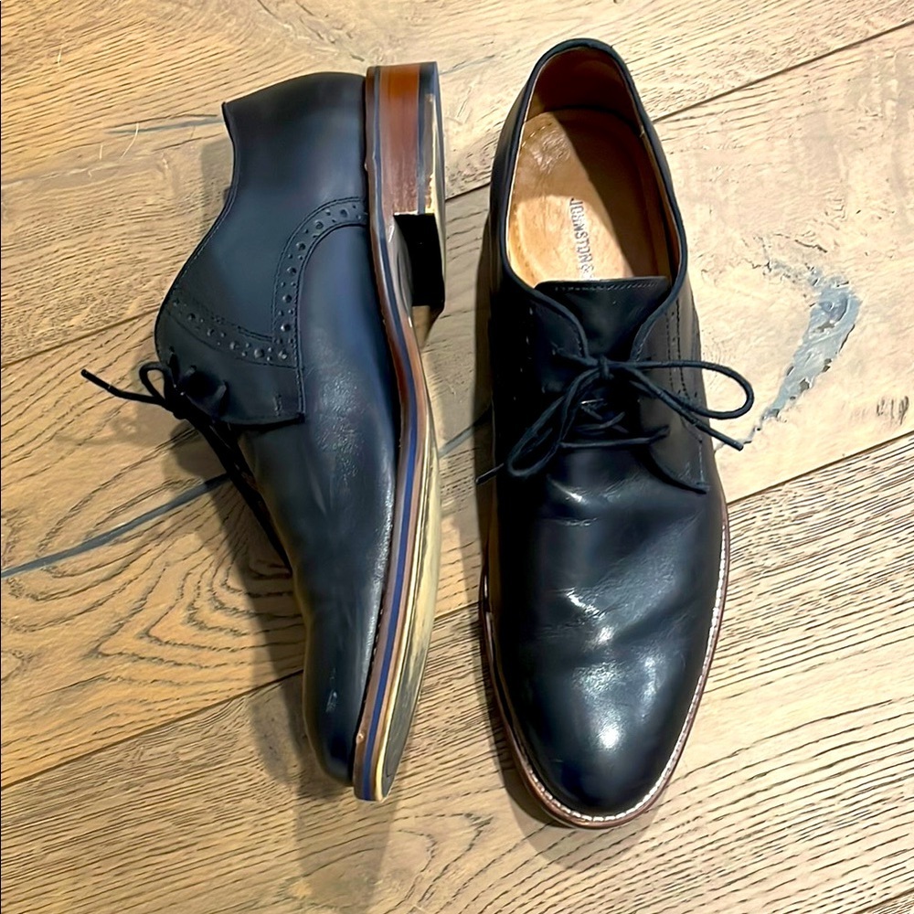 Johnston Murphy Conrad Leather Plain Toe Oxford Dress Shoe Size 13 Black